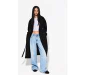 Bershka Abrigo Trench Mujer L Negro