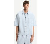 Bershka Camisa Manga Corta Denim Hombre S Azul Claro