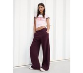 Bershka Pantalón Felpa Wide Leg Mujer Xl Morado