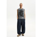 Bershka Jeans Wide Leg Balloon Hombre 34 Azul