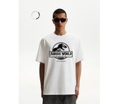 Bershka Camiseta Jurassic World Manga Corta Hombre Xl Blanco