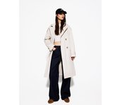 Bershka Abrigo Trench Mujer Xs Piedra