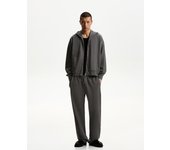 Bershka Pantalón Wide Leg Textura Hombre Xl Gris