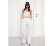 Bershka Pantalón Felpa Wide Leg Mujer L Gris