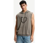 Bershka Camiseta Sin Mangas Capucha Print Hombre L Gris Oscuro