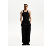 Bershka Pantalón Wide Leg Textura Hombre M Negro
