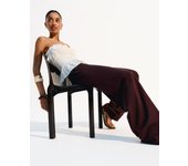 Bershka Jeans Wide Leg Ligero Mujer 32 Marrón