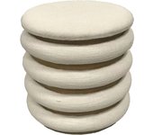 Mauro Ferretti Puf redondo de tela beige ø cm 40x42