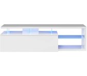 Usinestreet Mueble TV con luces Led blanco brillo