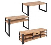 vidaXL Conjunto De Muebles De Salón 3 Piezas Madera Maciza De Acacia