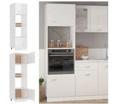 vidaXL Mueble De Microondas Aglomerado Blanco Brillante 60x57x207 Cm