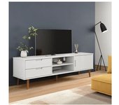 vidaXL Mueble De Tv Molde Madera Maciza De Pino Blanca 158x40x49 Cm