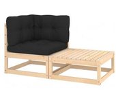 vidaXL Muebles De Jardín 2 Piezas Con Cojines Madera Maciza De Pino