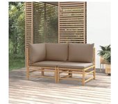 vidaXL Set De Muebles De Jardín 2 Piezas Bambú Y Cojines Gris Taupe