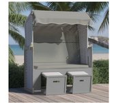 vidaXL Silla Playa Strandkorb Con Dosel Ratán Sintético Madera Gris