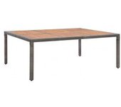 vidaXL Mesa De Jardín Ratán Pe Y Madera De Acacia Gris 200x150x74 Cm
