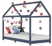 vidaXL Estructura De Cama Infantil Madera Maciza Pino Gris 70x140 Cm