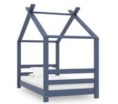 vidaXL Estructura De Cama Infantil Madera Maciza Pino Gris 70x140 Cm