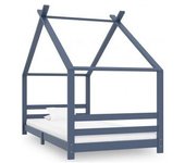 vidaXL Estructura De Cama Infantil Madera Maciza Pino Gris 90x200 Cm