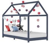 vidaXL Estructura De Cama Infantil Madera Maciza Pino Gris 80x160 Cm