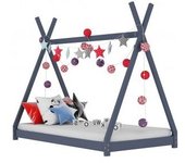 vidaXL Estructura De Cama Infantil Madera Maciza Pino Gris 90x200 Cm