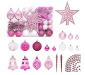 vidaXL Juego De Adornos De Navidad De 108 Piezas Blanco Y Rosado