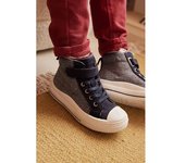 VERTBAUDET Zapatillas de caña alta con cordones y elástico lote azul