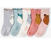 VERTBAUDET Pack de 5 pares de calcetines de lunares para niña rosa palo