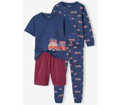 VERTBAUDET Pack de pijama + pijama con short bomberos para niño azul océano