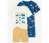 VERTBAUDET Pack de 2 pijamas con short para niño En la granja azul eléctrico