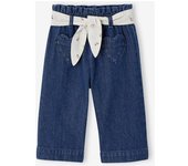 VERTBAUDET Vaqueros anchos con cinturón para anudar para bebé denim natural
