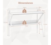 Costway Escritorio Pequeño con Soporte para Monitor, Gancho Colgante y Estante Adicional 100 x 48 x 81,5 cm Blanco