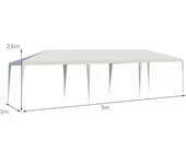 Costway 3 x 9 M Pabellón Impermeable al Aire Libre Carpa Grande con Estacas Cuerdas para Fiesta Boda Barbacoa en Playa Blanco