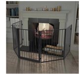 vidaXL Valla Reja De Chimenea Para Mascotas Acero Negro