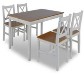 vidaXL Juego De Muebles De Comedor 5 Piezas Marrón Y Blanco