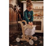 VERTBAUDET Carrito de la compra de tela y madera FSC® beige medio liso con motivos