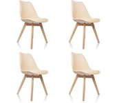 hjh OFFICE Silla nórdica plástico beige