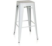 hjh OFFICE Taburete de bar metal blanco
