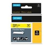 Dymo 18490 (S0718080) nylon flexible negro sobre amarillo 12mm