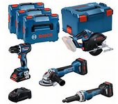Bosch Gsr + Gws+ Gkm+ Ggs 1x 2x 5.5 Kit 4 Herramientas A Batería 4ah 18v