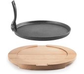 Ibili Placa De Hierro Fundido + Base De Madera 30 Cm
