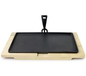 Ibili Placa De Hierro Fundido + Base De Madera 34x20 Cm
