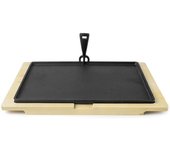 Ibili Placa De Hierro Fundido + Base De Madera 38x28 Cm