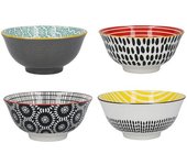 Kitchencraft Juego De 4 Cuencos Con Diseños Monocromáticos