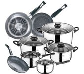 San Ignacio Juego De Utensilios De Cocina Más Juego De 3 Sartenes 16/20/24 Cm 8 Piezas