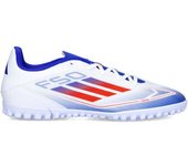 Adidas - Bota de fútbol F50 Club Turf, Unisex, White-Solar Red-Lucid Blue, 10 UK