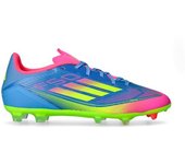 Adidas - Bota de fútbol F50 League FG/MG, Unisex, Blue Fusion-Lucid Lemon-Lucid Pink, 9 UK