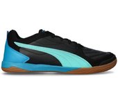 Puma - Zapatilla de fútbol sala Pressing IV, Unisex, Black-Aquatic-Tropical Blue- White, 10 UK