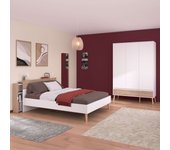 Pack de 3 muebles dormitorio matrimonio nórdico osaka estilo nórdico blanco mate y roble japonés
