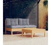 Juego de muebles de jardín 3 piezas | conjunto de comedor | conjunto de descanso y cojines madera de pino cfw145680